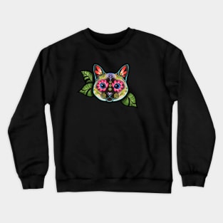 Siamese Cat - Day of the Dead Sugar Skull Kitty Crewneck Sweatshirt